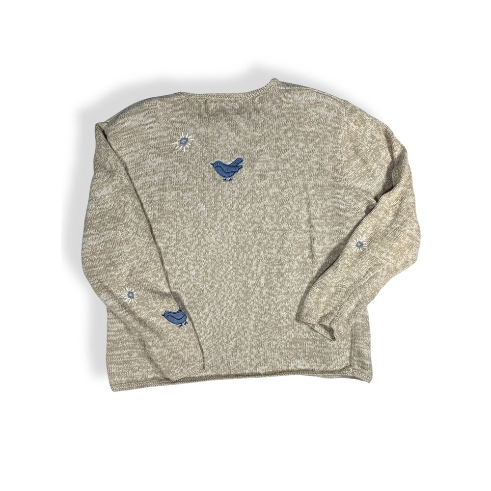 Y2K Christopher & Banks Vtg 2001 Blue Bird Embroidered Cardigan Sweater Large - Picture 5 of 13